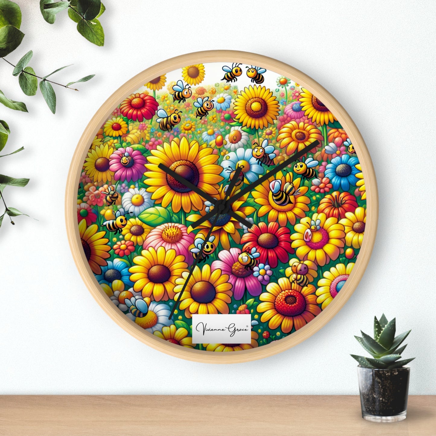 Wall Clock - SUNFLOWERS/BEES