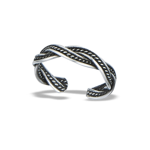 Sterling Silver Oxidized Braided Weave Toe Ring - Vivienne Grace