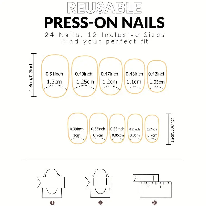 24 Piece Press-On Nail Set - Geometric Silvery Squares