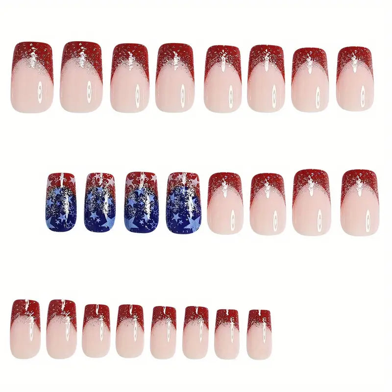 24 Piece Set Press-On Nails - Patriotic USA