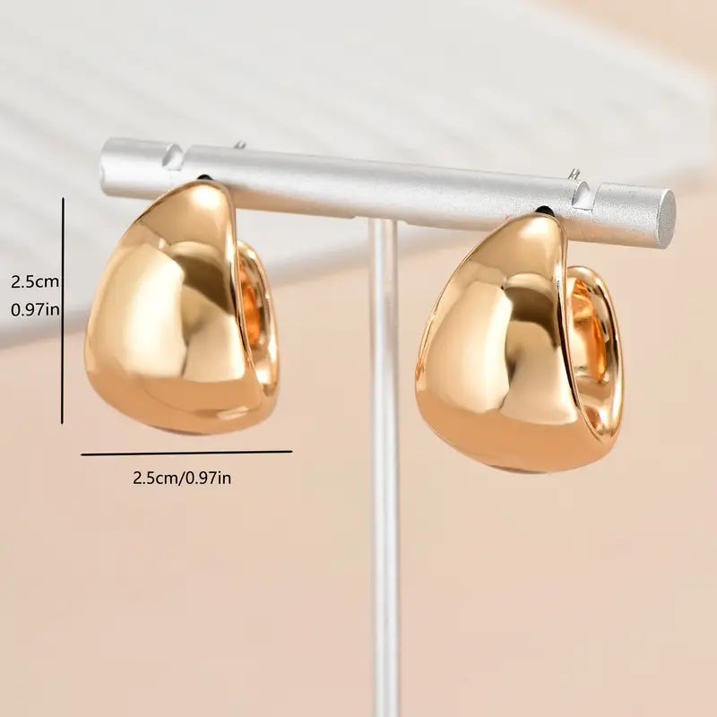 18K Gold Plated Chunky Hoop Earrings - Petite