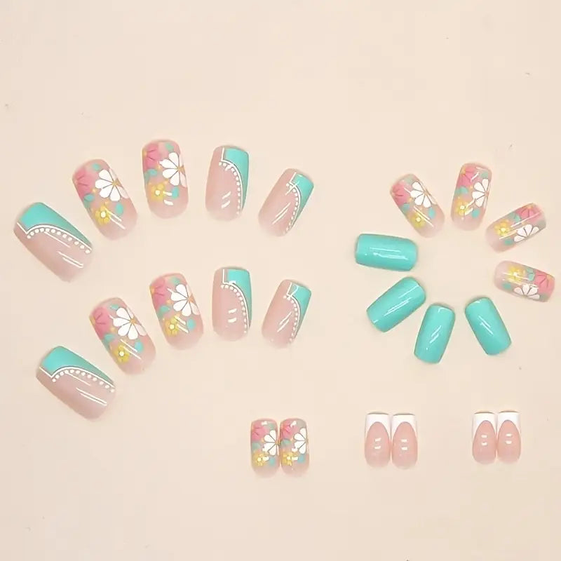 24 Piece Press-On Nail Set - Summer Green Delight