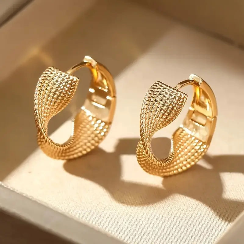 14K Gold Plated Twisted Hoop Earrings