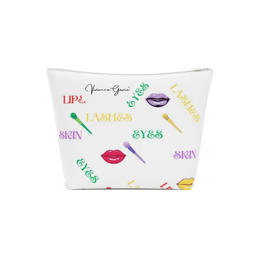 Cotton Cosmetic Bag - FUN (white) - Vivienne Grace