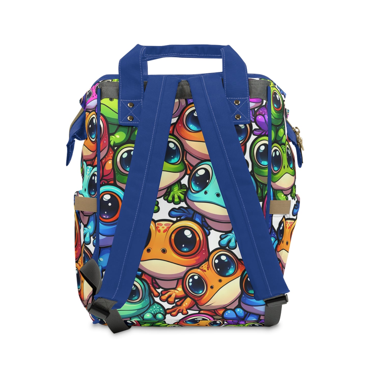 Multifunctional Diaper Backpack - FUNNY FROGS (blue)