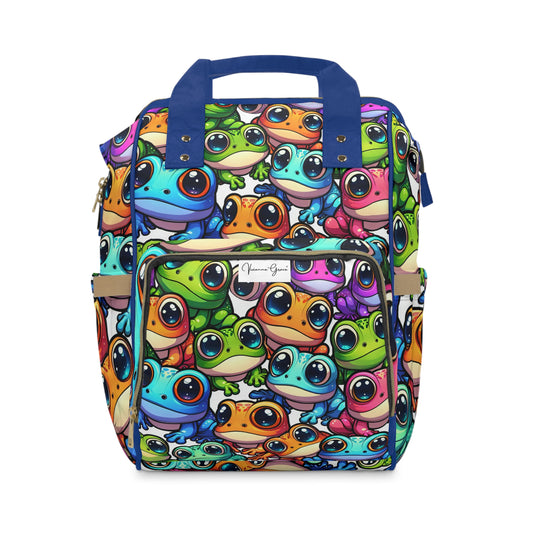 Multifunctional Diaper Backpack - FUNNY FROGS (blue)