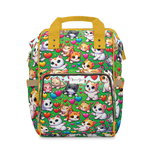 Multifunctional Diaper Backpack - Bright Kittens - Vivienne Grace