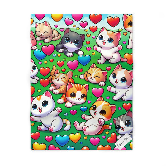 Soft Fleece Baby Blanket - Bright Kittens - Vivienne Grace