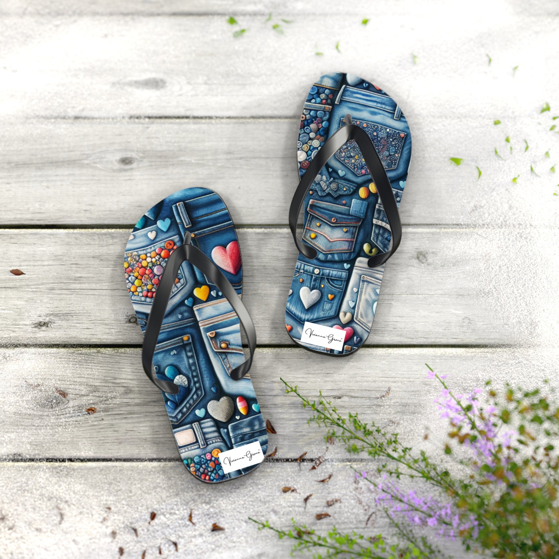 Flip Flops - BLUE JEANS - Vivienne Grace