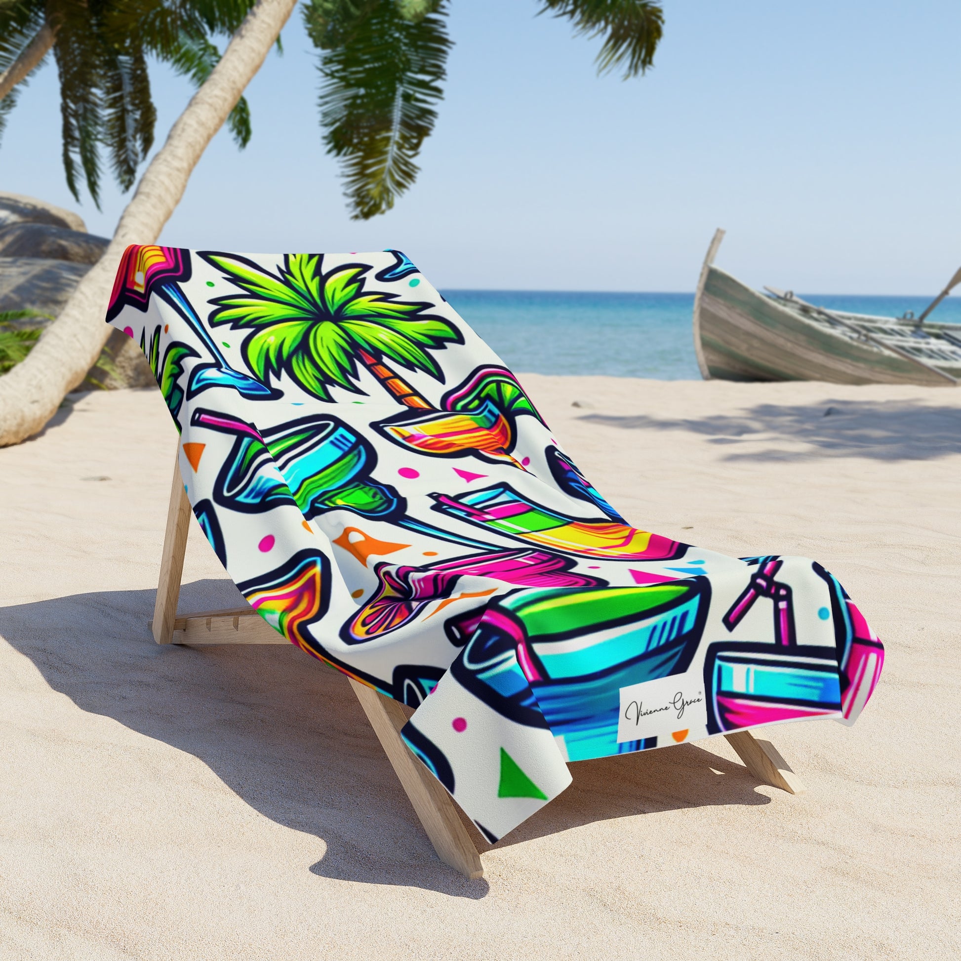 Luxurious Beach Towel - PARTY TIME - Vivienne Grace