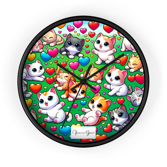 Wall Clock  - BRIGHT KITTENS - Vivienne Grace