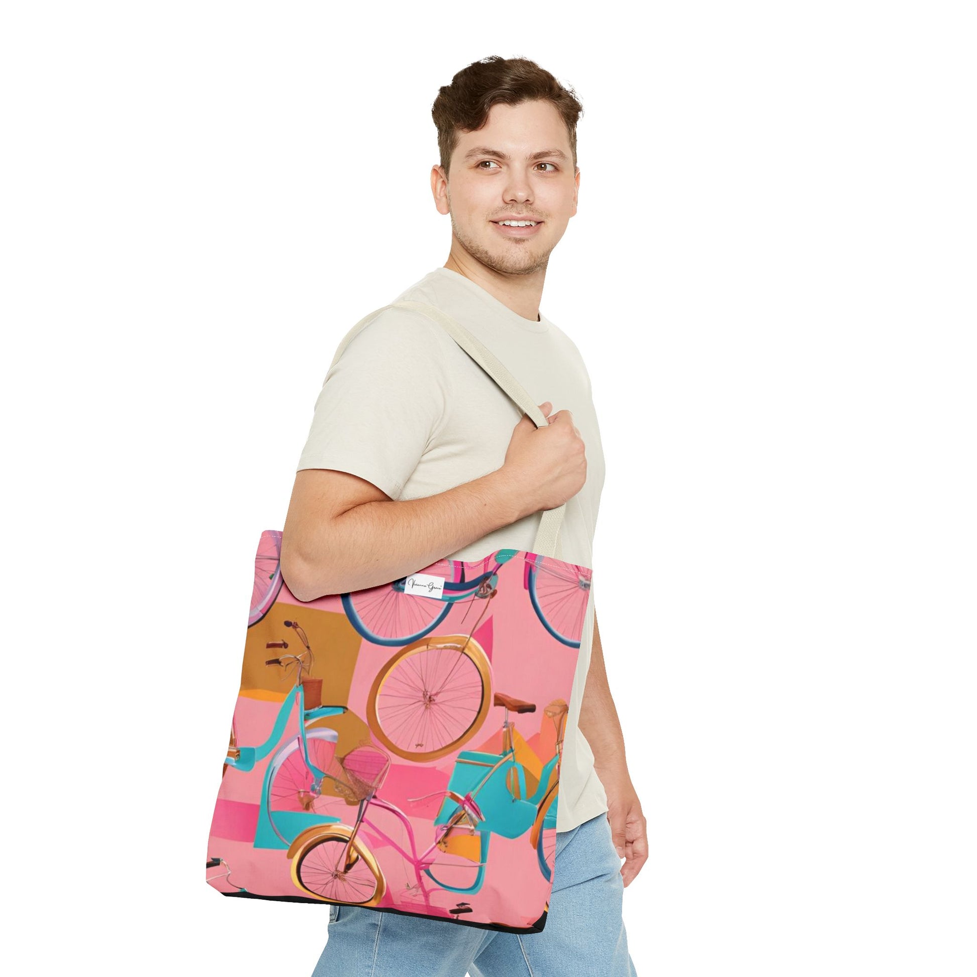 Tote Bag - Pink/Gold Bicycles - Vivienne Grace