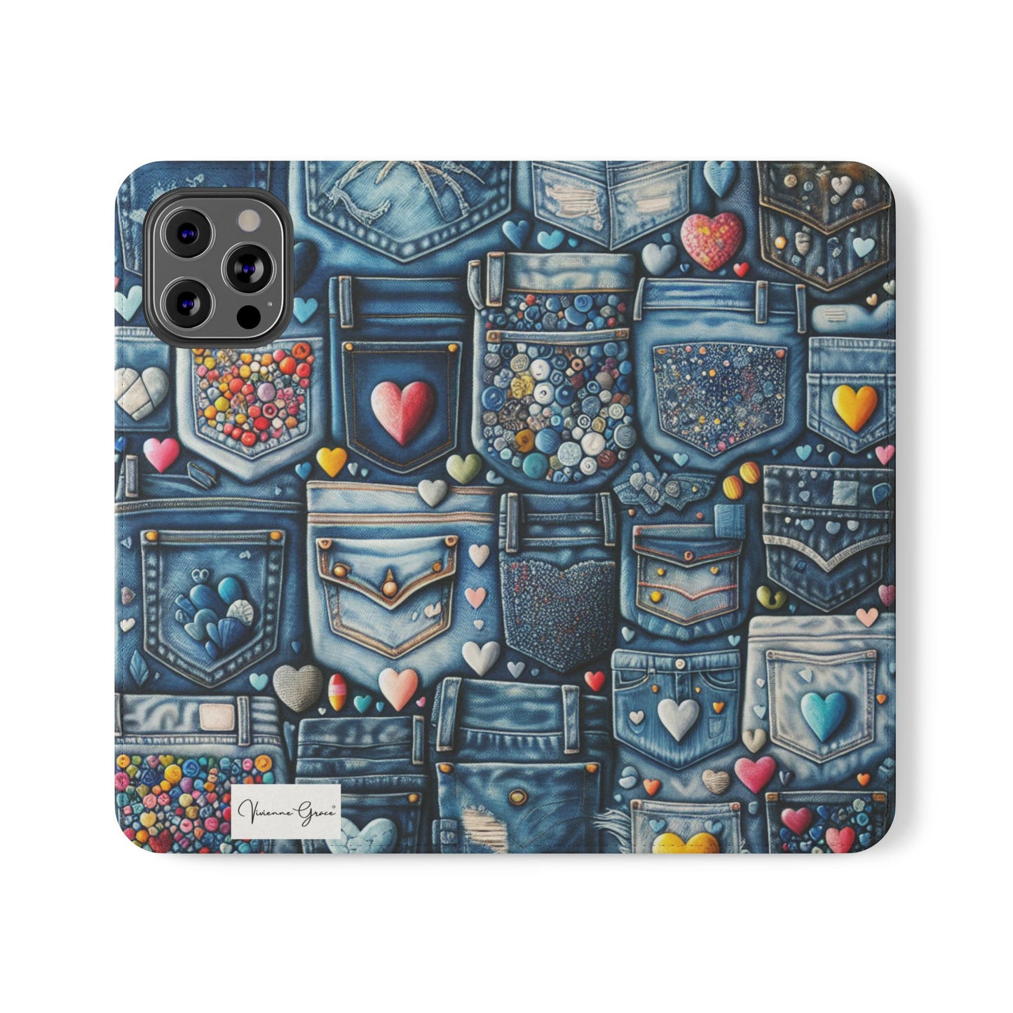 IPhone - Flip Case - BLUE JEANS - Vivienne Grace