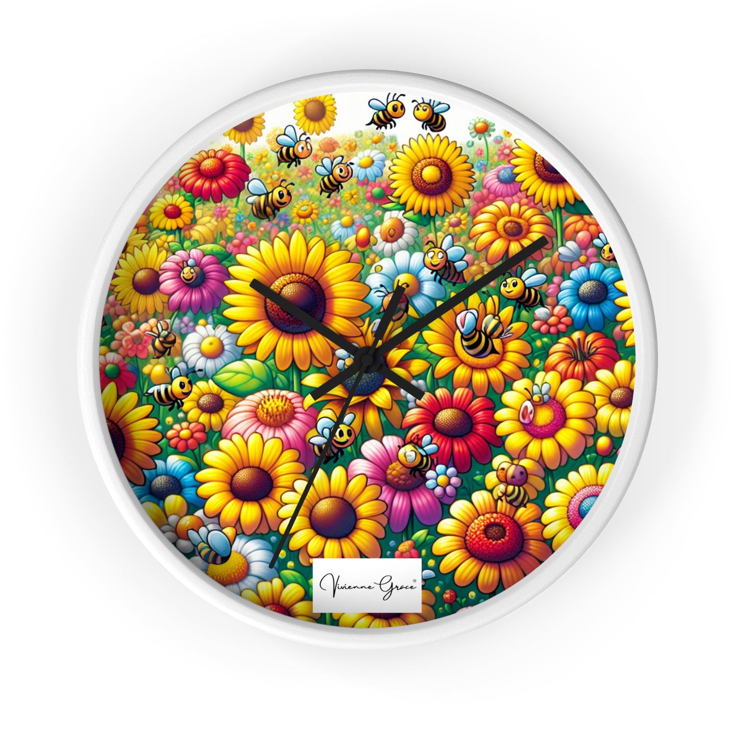 Wall Clock  - SUNFLOWERS/BEES