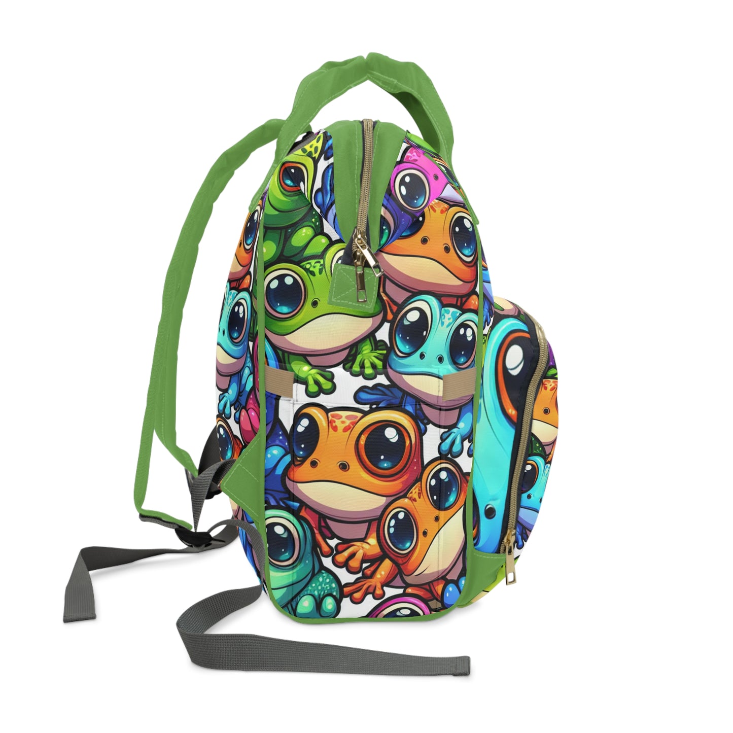 Multifunctional Diaper Backpack - FUNNY FROGS (green)