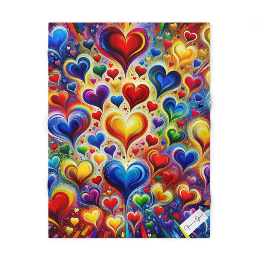 Soft Fleece Baby Blanket - BRIGHT HEARTS - Vivienne Grace