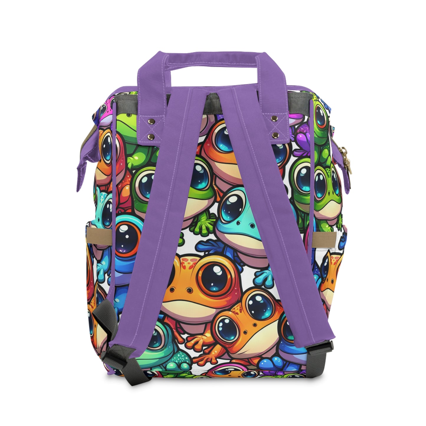 Multifunctional Diaper Backpack - FUNNY FROGS (purple)