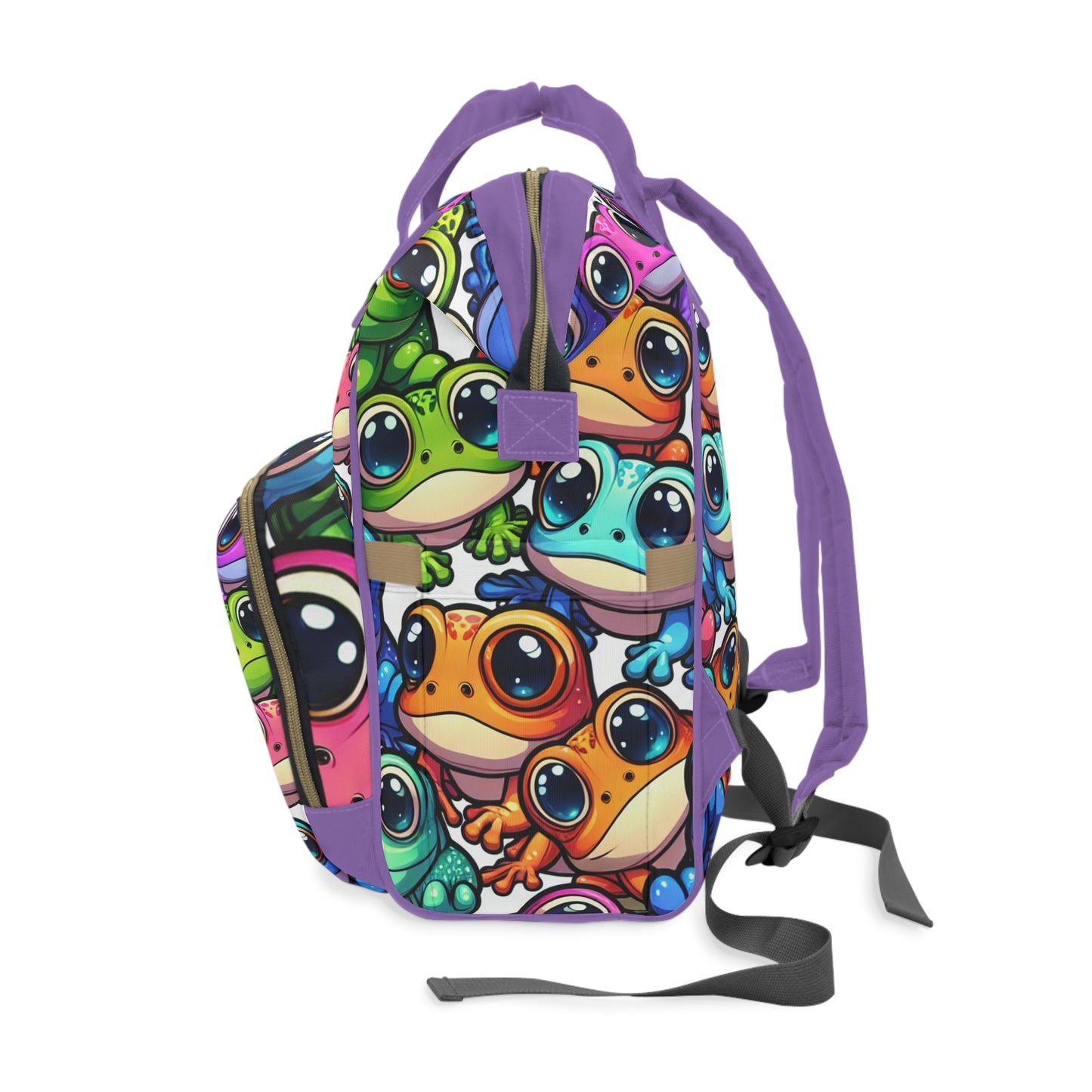 Multifunctional Diaper Backpack - FUNNY FROGS (purple)