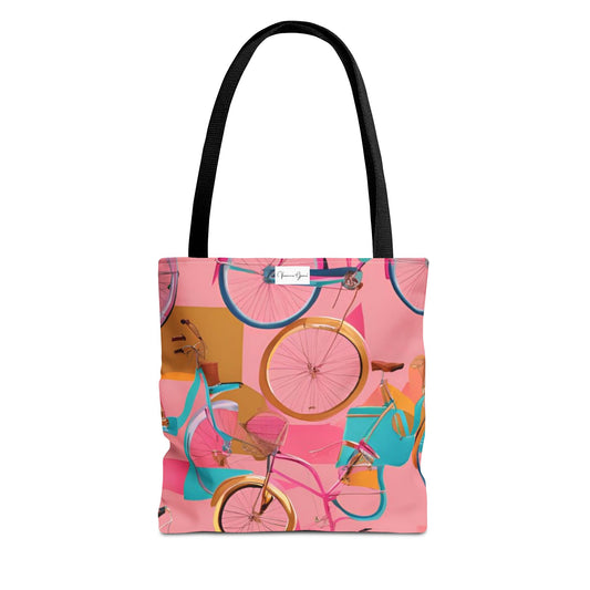 Tote Bag - Pink/Gold Bicycles - Vivienne Grace