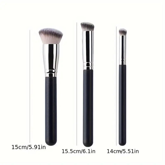 3 Piece Foundation Makeup Brush Travel Set