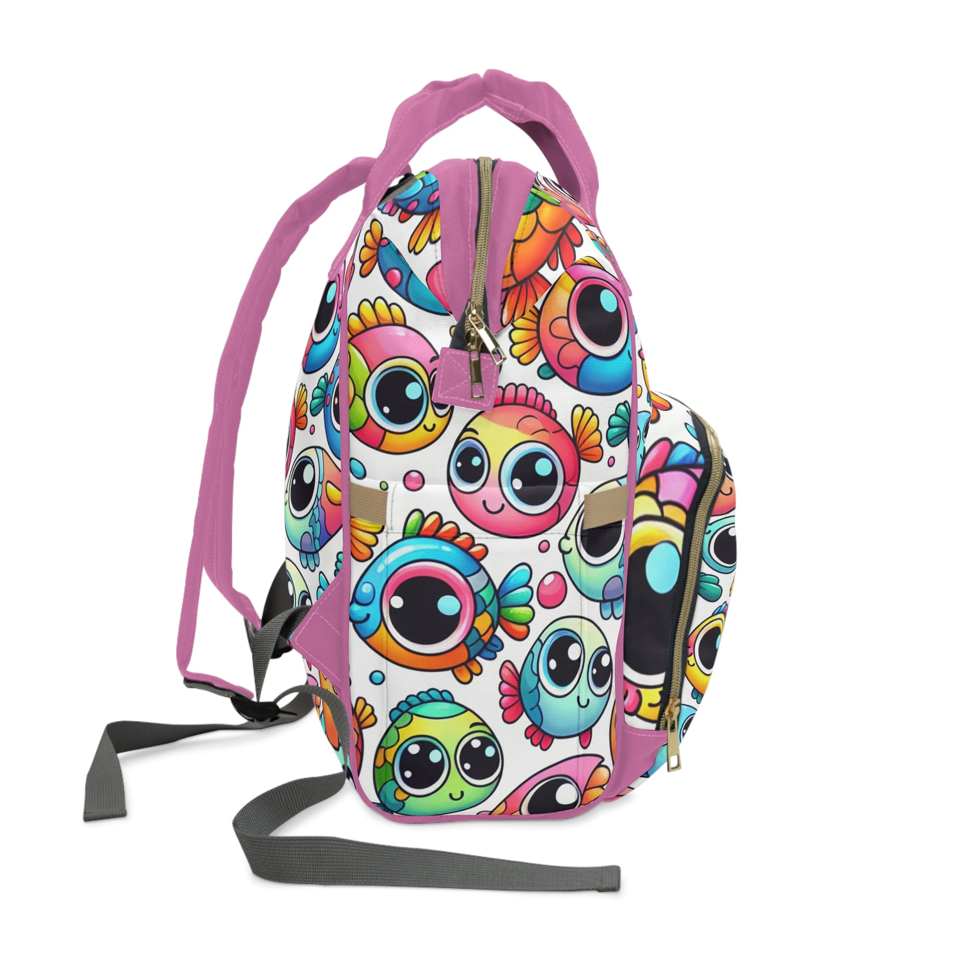 Multifunctional Diaper Backpack - BIG FISHIES (pink) - Vivienne Grace