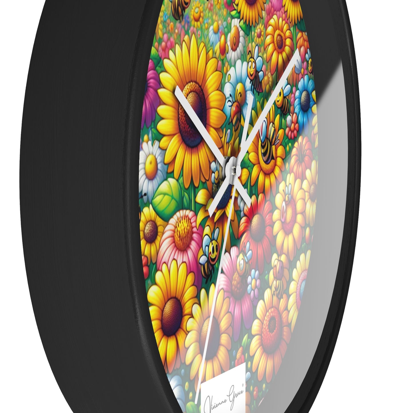 Wall Clock  - SUNFLOWERS/BEES