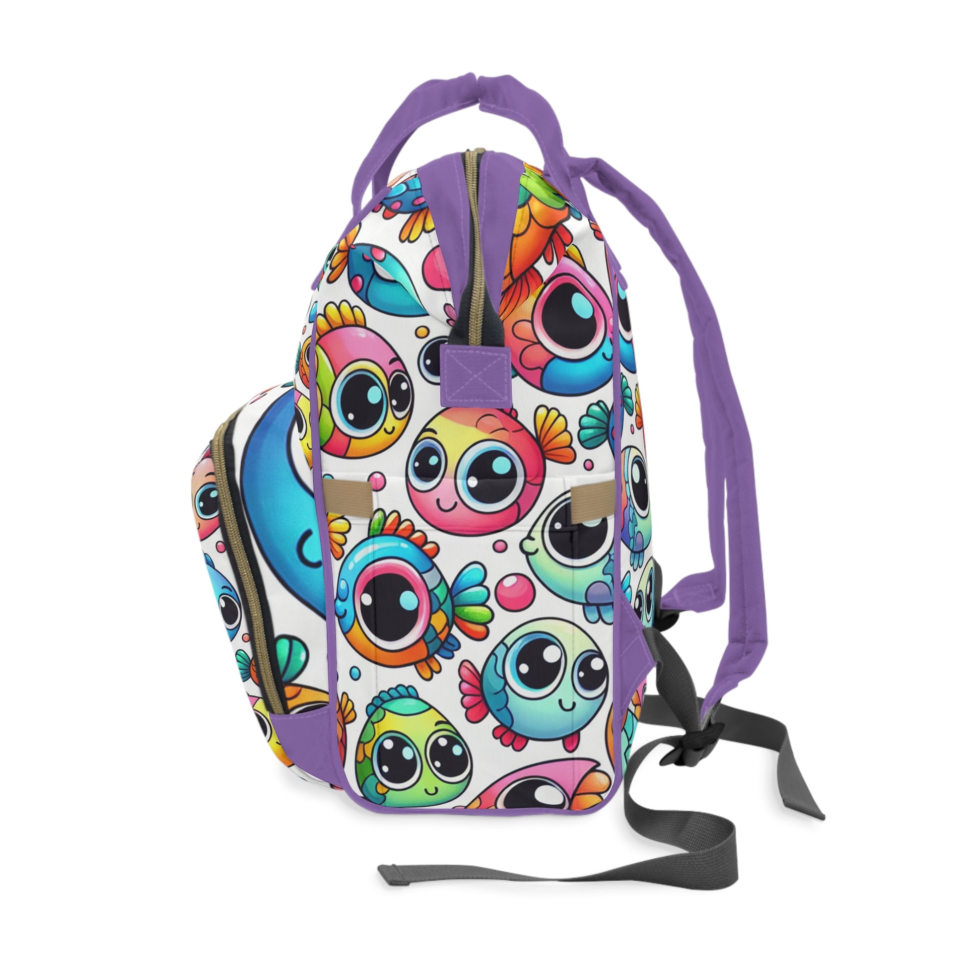 Multifunctional Diaper Backpack - BIG FISHIES (purple) - Vivienne Grace