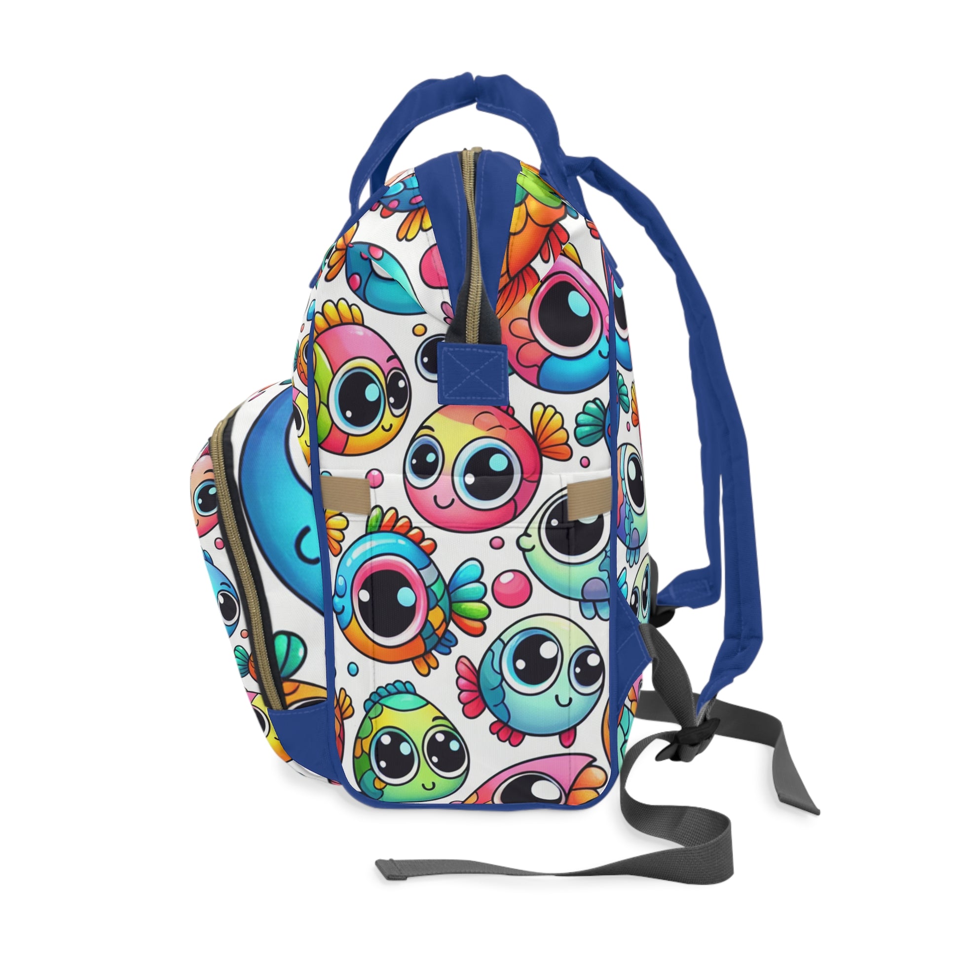 Multifunctional Diaper Backpack - BIG FISHIES (blue) - Vivienne Grace