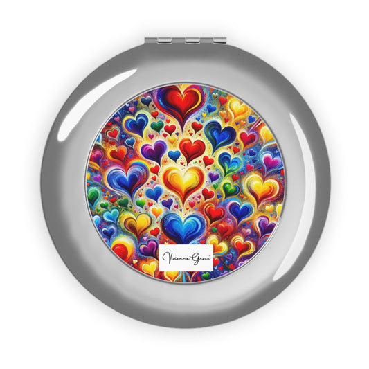 Compact Travel Mirror - BRIGHT HEARTS - Vivienne Grace