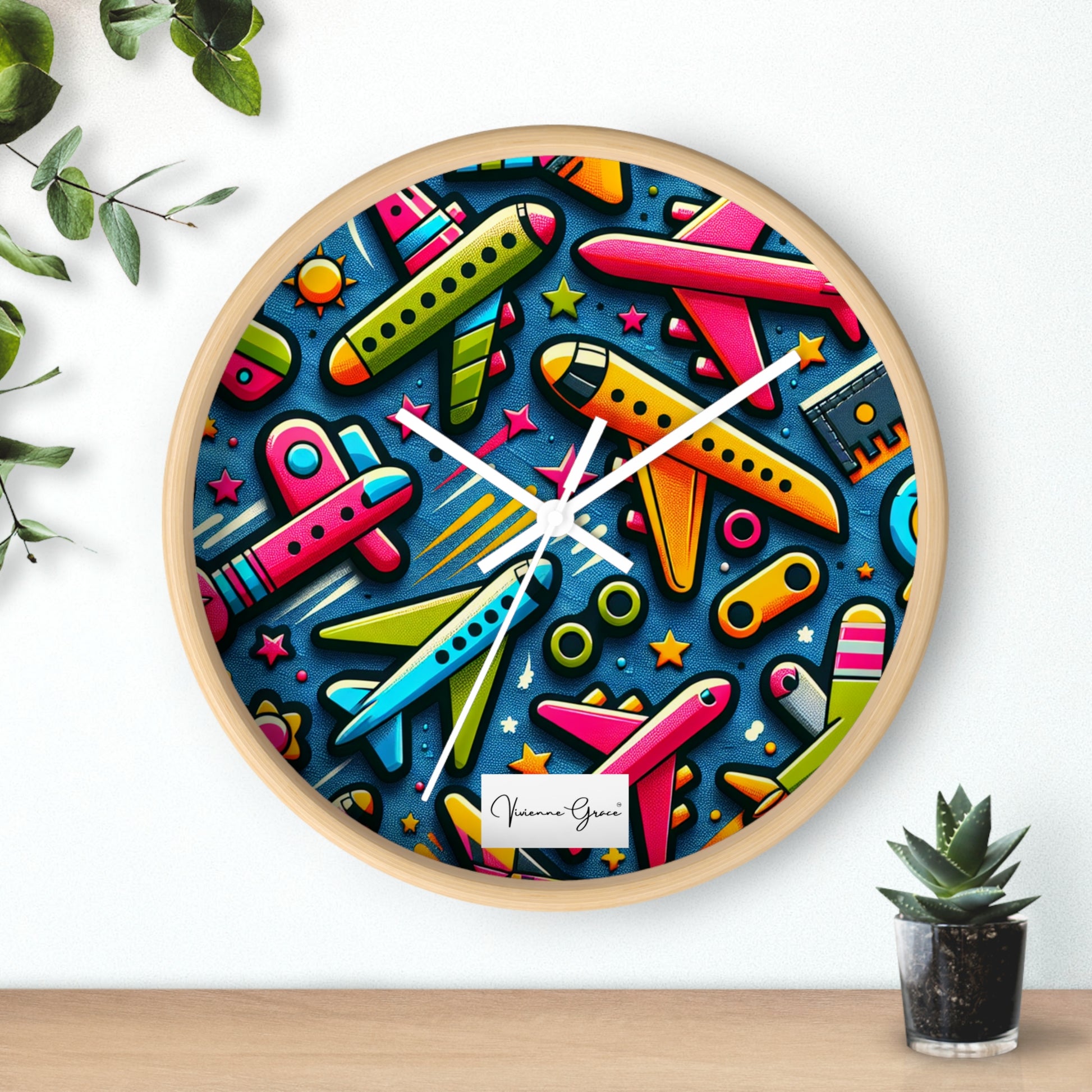 Wall Clock  - AIRPLANES - Vivienne Grace