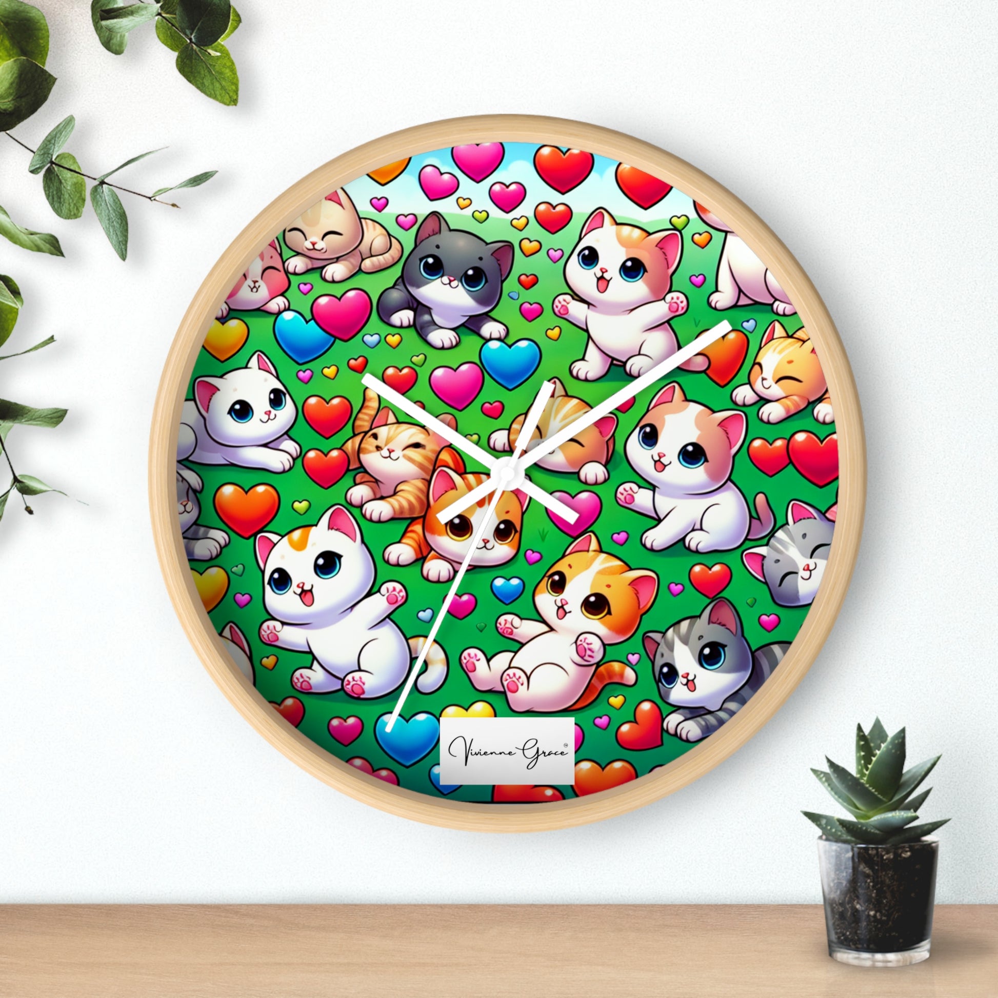 Wall Clock  - BRIGHT KITTENS - Vivienne Grace