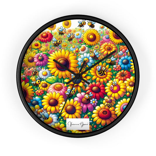 Wall Clock  - SUNFLOWERS/BEES