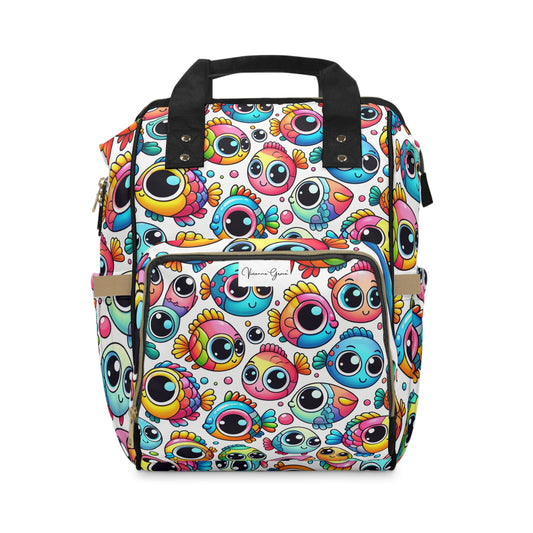 Multifunctional Diaper Backpack - BIG FISHIES (black)
