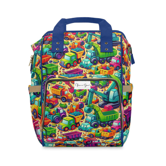 Multifunctional Diaper Backpack - HEAVY EQUIPMENT TOYS (Blue) - Vivienne Grace