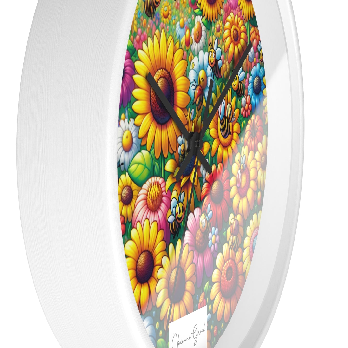Wall Clock  - SUNFLOWERS/BEES