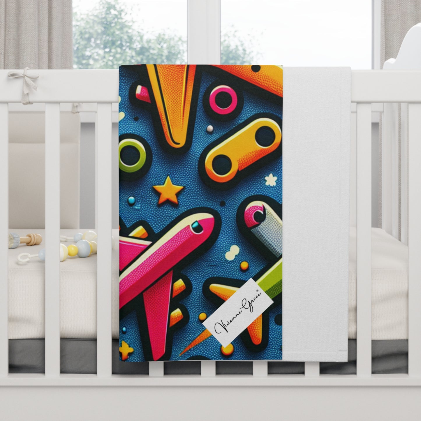 Soft Fleece Baby Blanket - AIRPLANES - Vivienne Grace