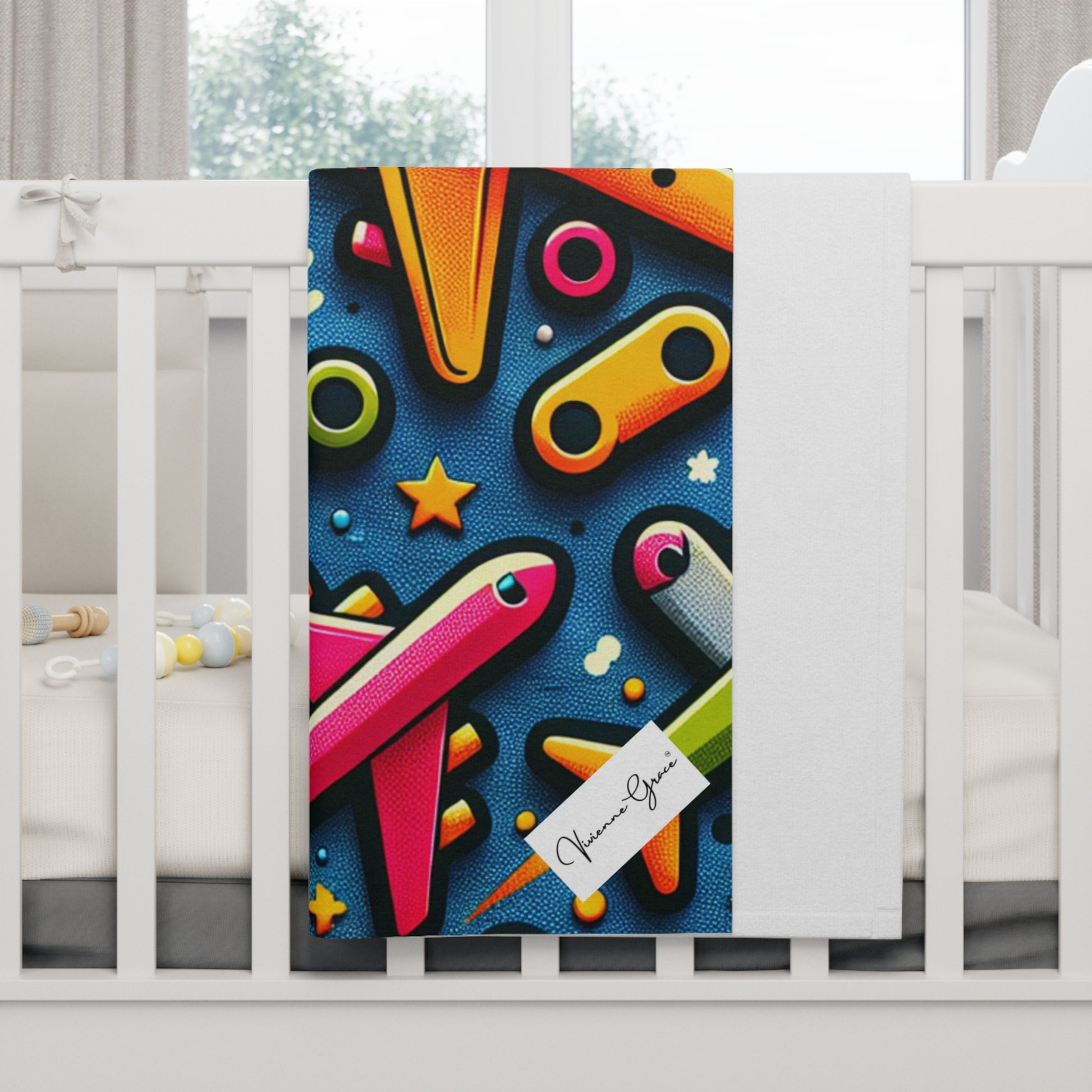 Soft Fleece Baby Blanket - AIRPLANES - Vivienne Grace