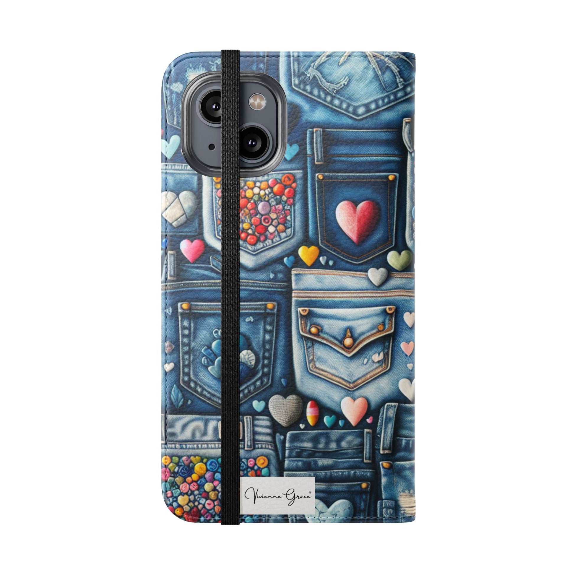 IPhone - Flip Case - BLUE JEANS - Vivienne Grace