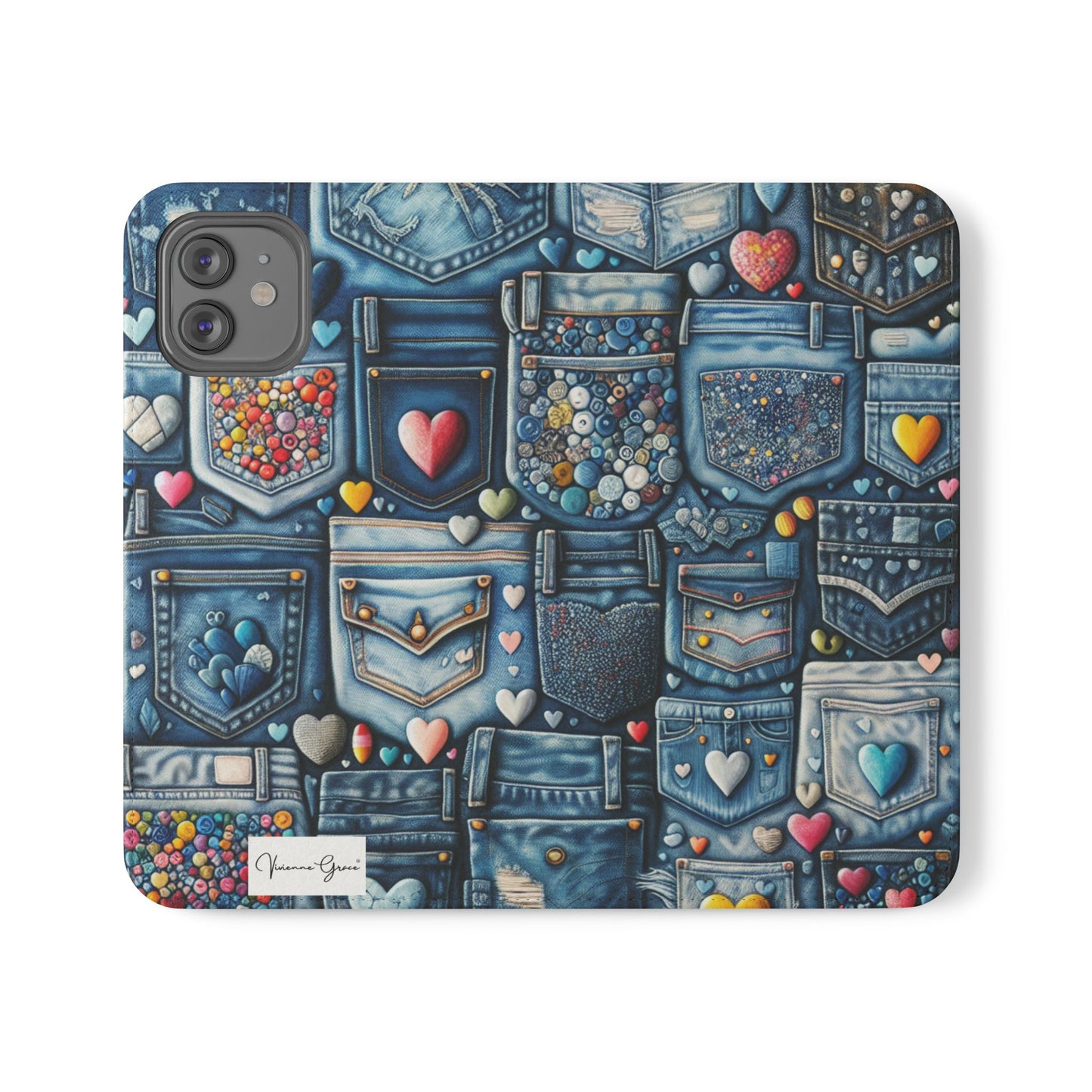 IPhone - Flip Case - BLUE JEANS - Vivienne Grace