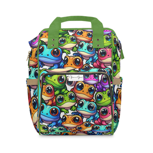 Multifunctional Diaper Backpack - FUNNY FROGS (green)