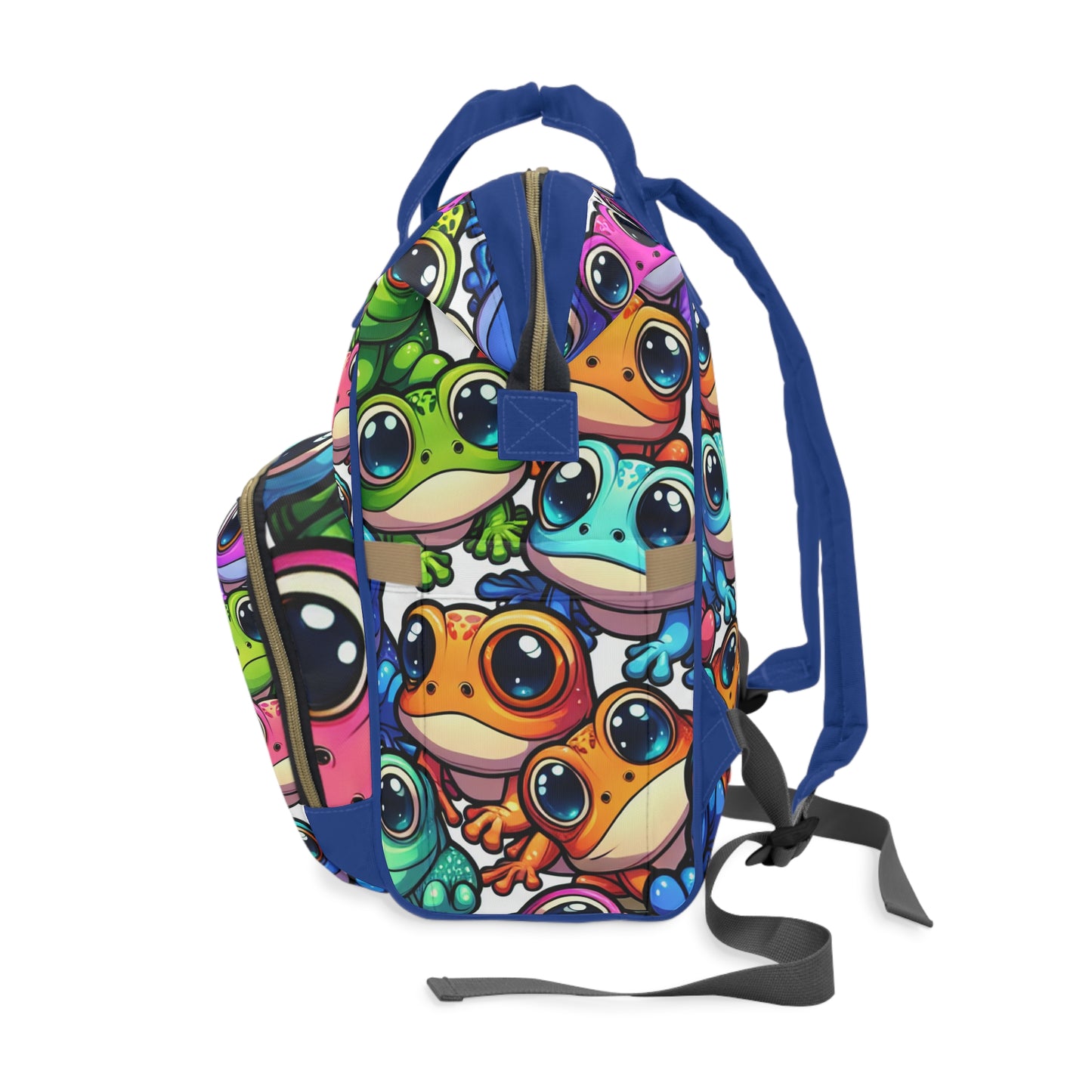 Multifunctional Diaper Backpack - FUNNY FROGS (blue)