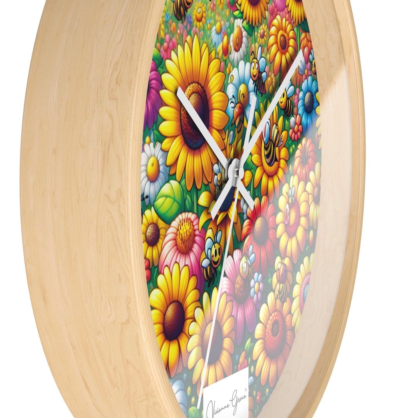 Wall Clock  - SUNFLOWERS/BEES