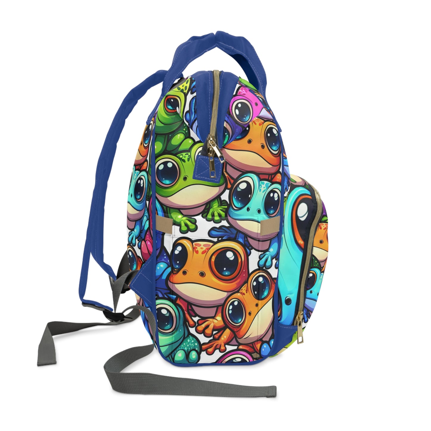 Multifunctional Diaper Backpack - FUNNY FROGS (blue)