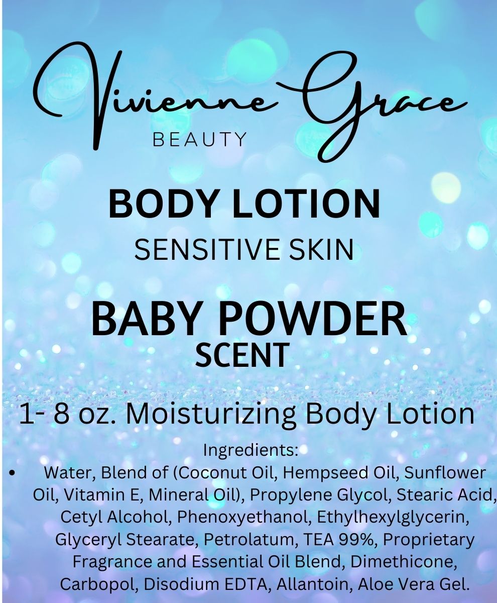 Moisturizing Body Lotion - BABY POWDER Scent - Vivienne Grace