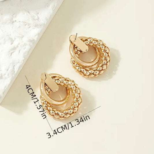 14K Gold Plated Double-Hoop Boho Style Earrings