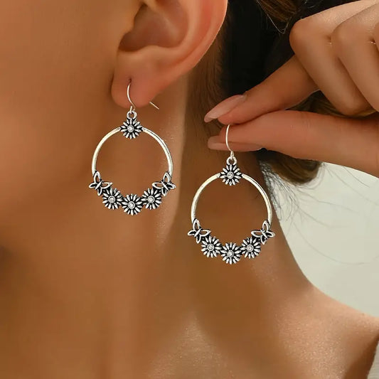Silver Plated Butterfly Drop Earrings