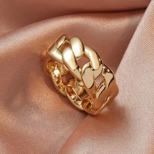 18K Gold Plated Chunky Chain Band Ring
