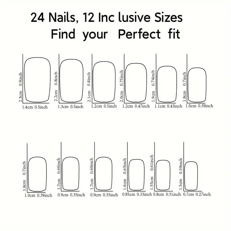 24 Piece Press-On Nail Set - Cow Print with Rhinestones