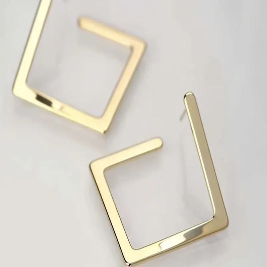 18K Gold Plated Geometic Square Stud Earrings