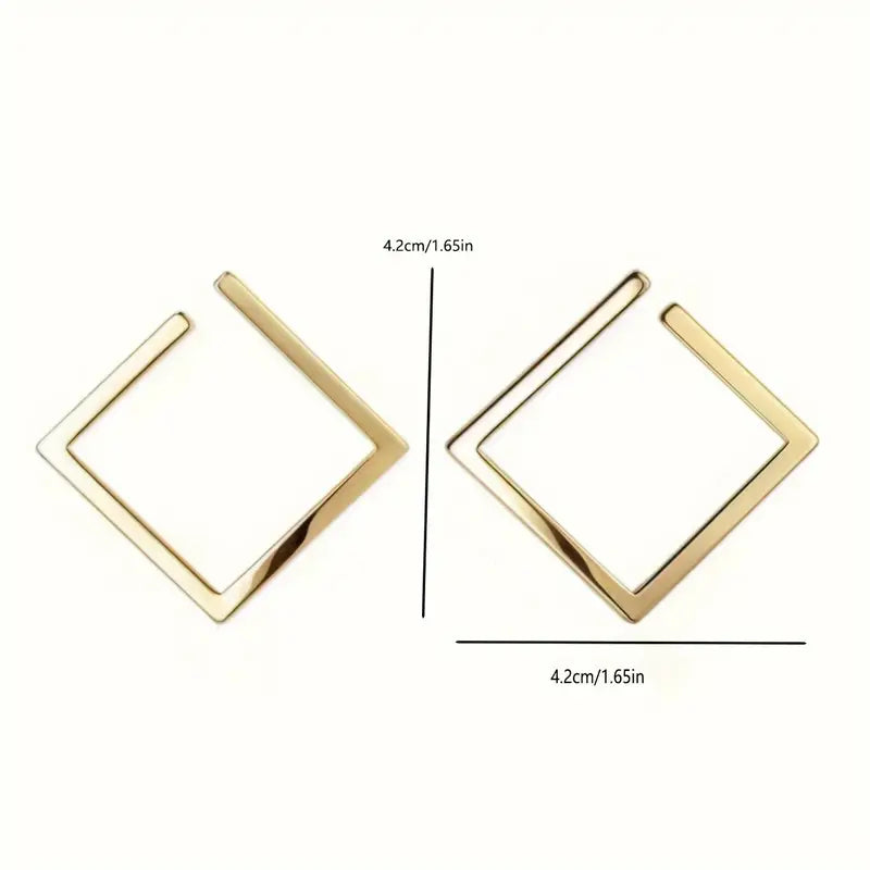 18K Gold Plated Geometic Square Stud Earrings